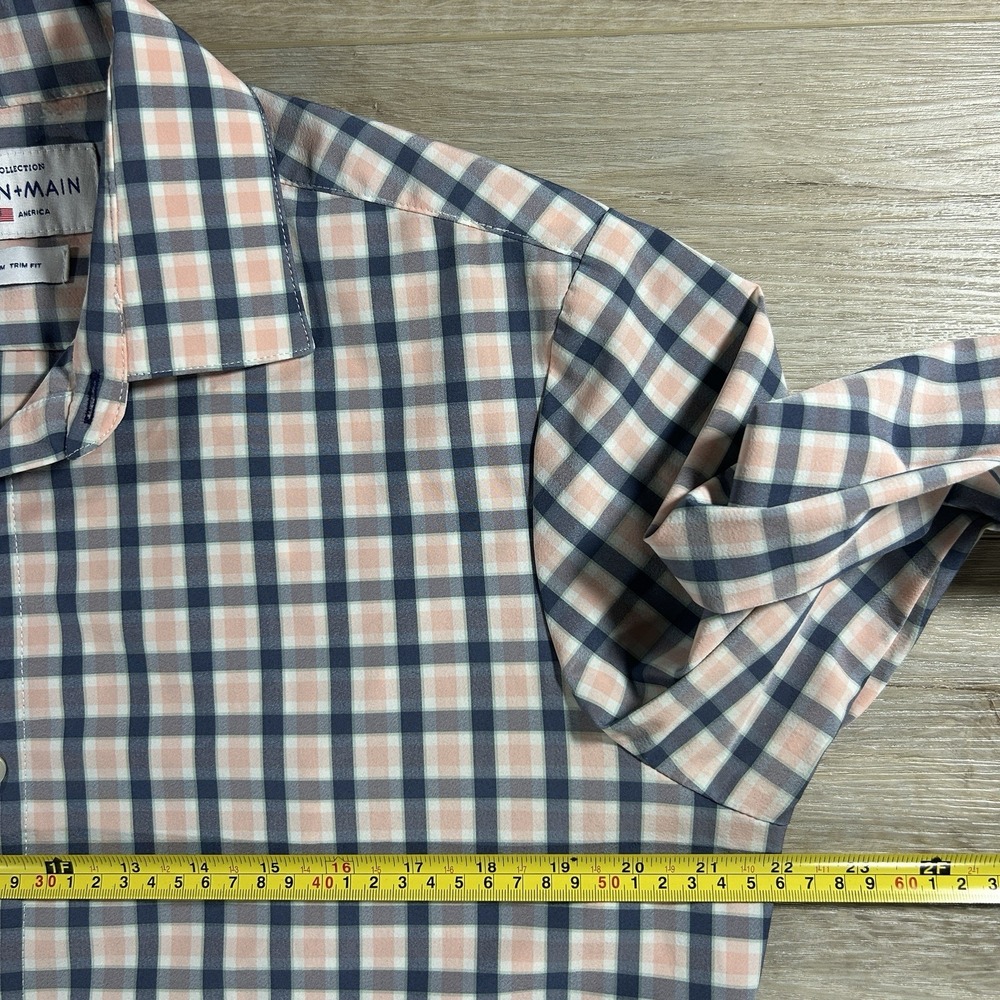Mizzen + Main Leeward Collection Medium Trim Fit Blue Pink Plaid Button Front US - Picture 11 of 13